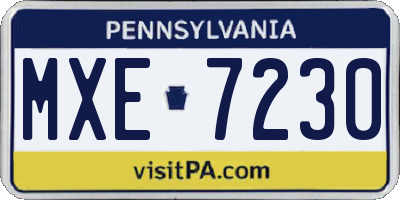 PA license plate MXE7230