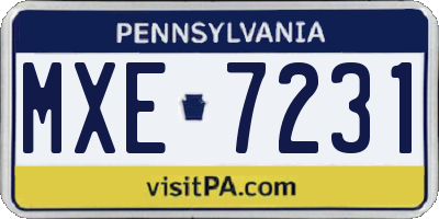 PA license plate MXE7231