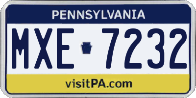 PA license plate MXE7232