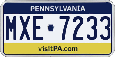 PA license plate MXE7233