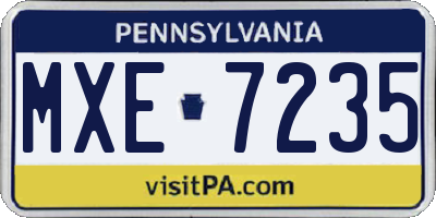 PA license plate MXE7235