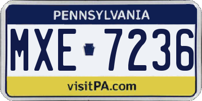 PA license plate MXE7236