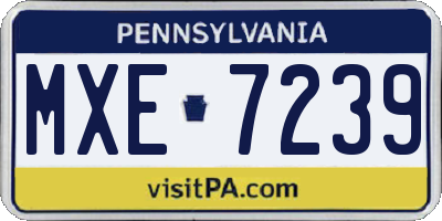 PA license plate MXE7239
