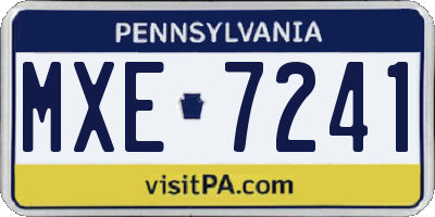 PA license plate MXE7241