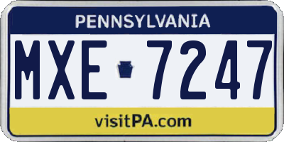 PA license plate MXE7247