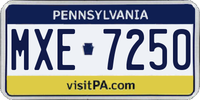 PA license plate MXE7250