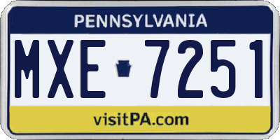 PA license plate MXE7251