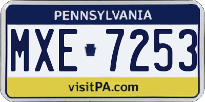 PA license plate MXE7253