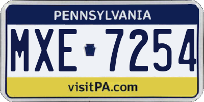 PA license plate MXE7254