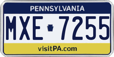 PA license plate MXE7255