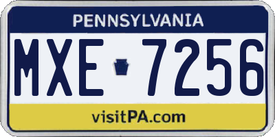 PA license plate MXE7256