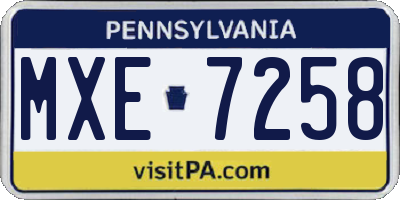 PA license plate MXE7258