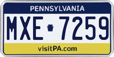 PA license plate MXE7259