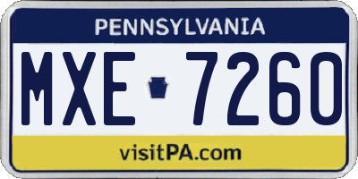 PA license plate MXE7260