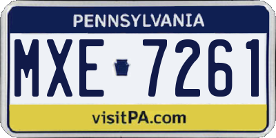 PA license plate MXE7261