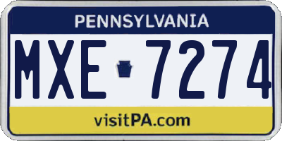 PA license plate MXE7274