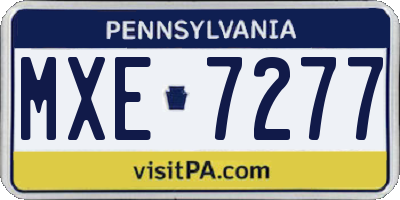PA license plate MXE7277