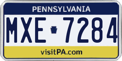 PA license plate MXE7284