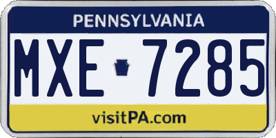 PA license plate MXE7285