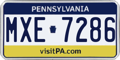 PA license plate MXE7286