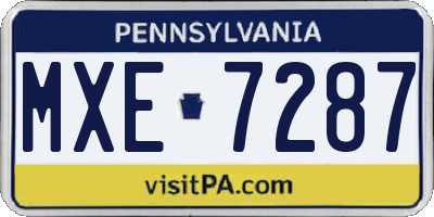 PA license plate MXE7287