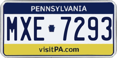 PA license plate MXE7293