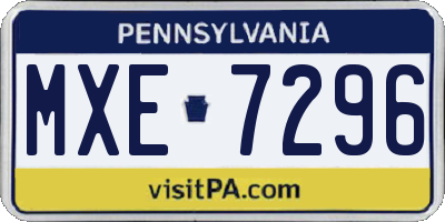 PA license plate MXE7296