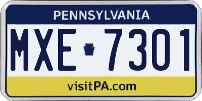 PA license plate MXE7301