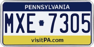 PA license plate MXE7305