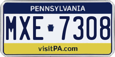 PA license plate MXE7308