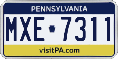 PA license plate MXE7311