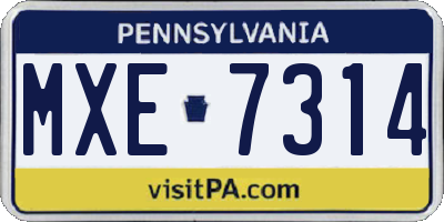 PA license plate MXE7314