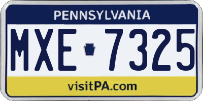 PA license plate MXE7325