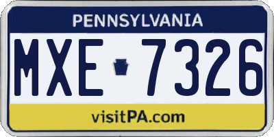PA license plate MXE7326