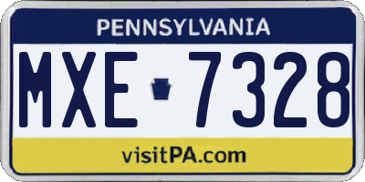 PA license plate MXE7328