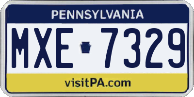 PA license plate MXE7329