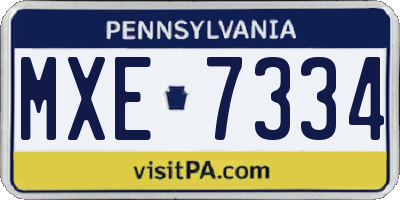 PA license plate MXE7334