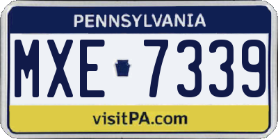 PA license plate MXE7339
