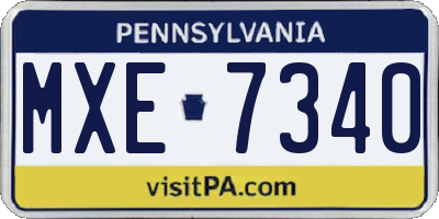 PA license plate MXE7340
