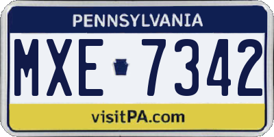 PA license plate MXE7342