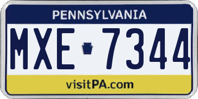 PA license plate MXE7344