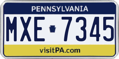 PA license plate MXE7345