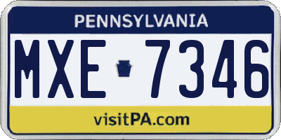 PA license plate MXE7346