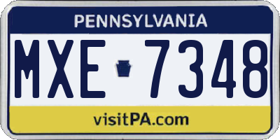 PA license plate MXE7348