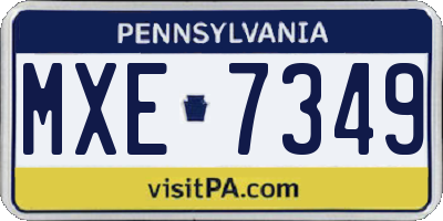 PA license plate MXE7349