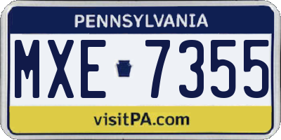 PA license plate MXE7355