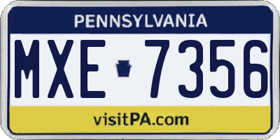 PA license plate MXE7356