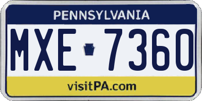 PA license plate MXE7360