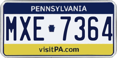 PA license plate MXE7364
