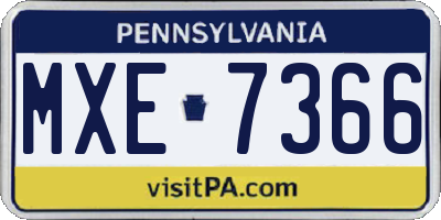 PA license plate MXE7366